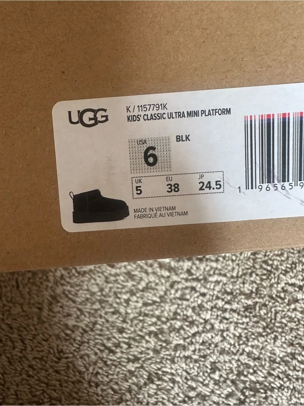 UGG Kids Mini Boot in Black Suede